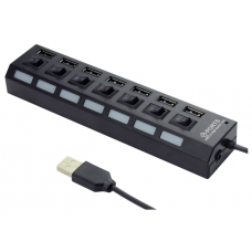 USB-концентратор Gembird UHB-U2P7-02, USB 2.0, USB 7 портов, USB/Адаптер: 5 В / 2 A