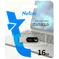 Флешка USB Netac U278 (NT03U278N-016G-20PN), 16Gb, USB 2.0, R/W 50/10, серебристый/черный