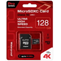 Флеш карта MicroSDXC 128Gb QUMO Class 10 UHS-I U3 черный adp