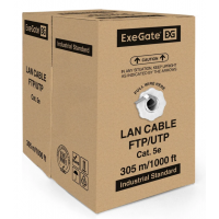Кабель UTP ExeGate 4 пары, категория 5e, Special медь, 26AWG, бухта 305м, серый, PVC 138966