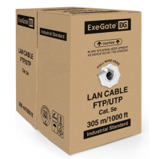 Кабель UTP ExeGate 4 пары, категория 5e, Special медь, 26AWG, бухта 305м, серый, PVC 138966